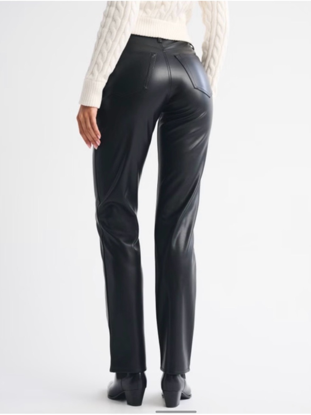 Abercrombie & Fitch Black Straight-Leg ultra High rise Faux Leather Jeans - Picture 4 of 10